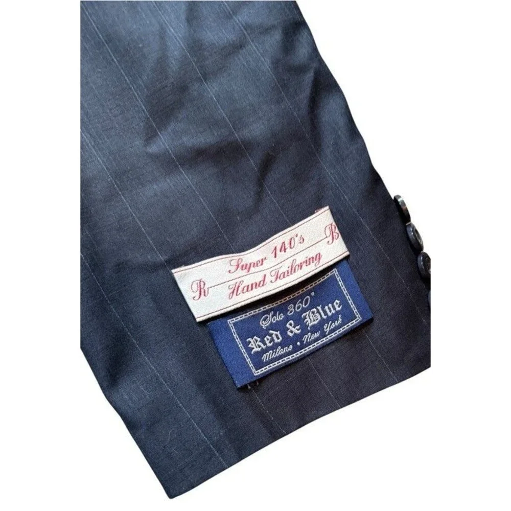 Red & Blue Solo 360 Dark Sport Coat Super 140's Wool Blend Blazer Size 40L NWT